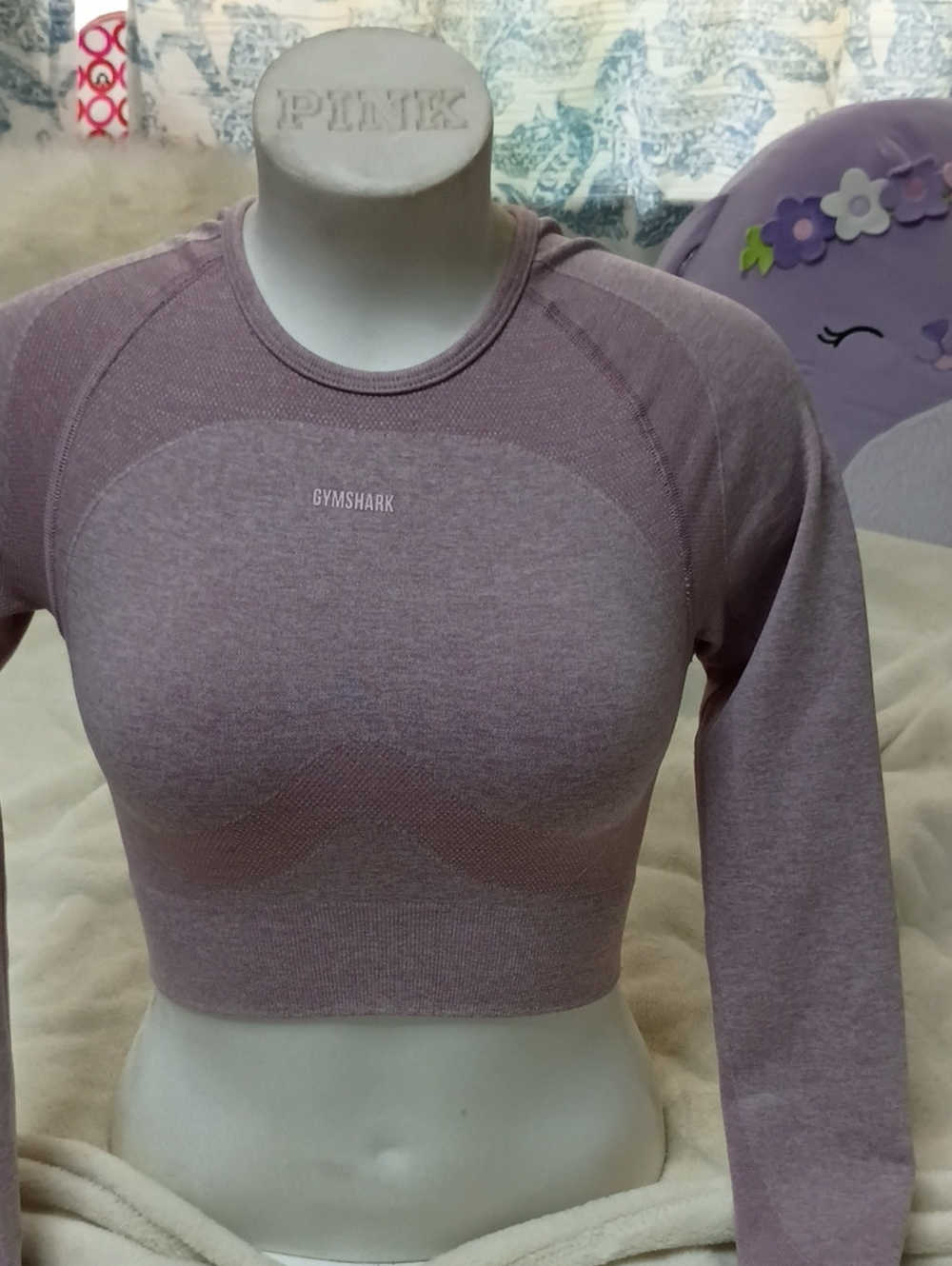 Gymshark Mauve-Lilac Seamless Long Sleeve Crop Top